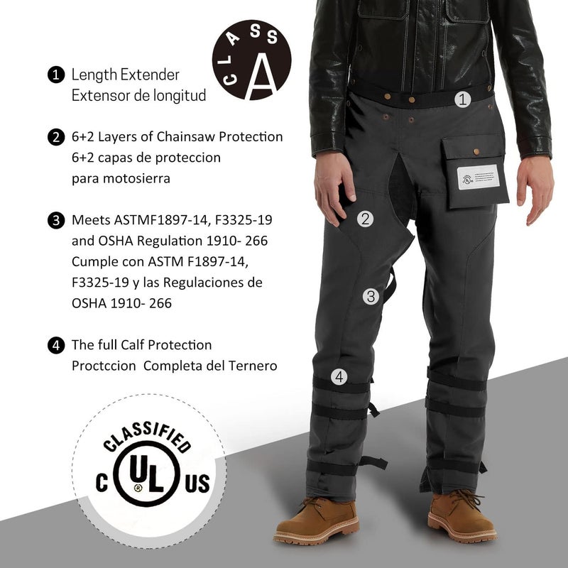 ZELARMAN Chainsaw Chaps 8-layer Protective Apron Wrap Adjustable Chainsaw Pants/Chap for Loggers Forest Workers Class A - Image 2